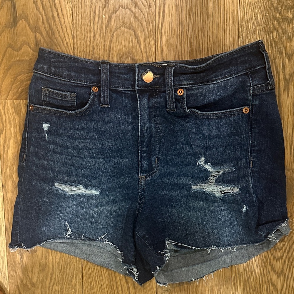 Universal Thread Dark Blue Distressed Denim Shorts
